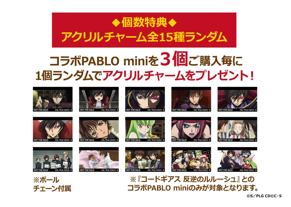 PABLO mini』×『コードギアス 反逆のルルーシュ』 第2弾コラボが12月25 